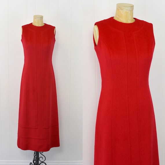 1960's Red Wool Maxi Dress