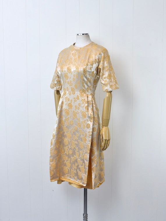 1950s/1960s Gold Metallic Floral Brocade Cocktail… - image 3