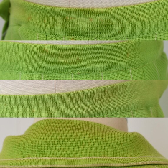 1960s/1970s Lime Green White Striped Wool Blouse … - image 10