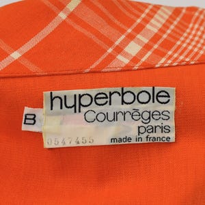 1970s Courreges Hyperbole Orange White Plaid Cotton Coat Jacket Dress image 16