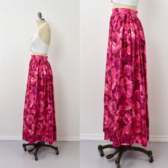 1960s Shocking Pink Purple Floral Psychedelic Lon… - image 5