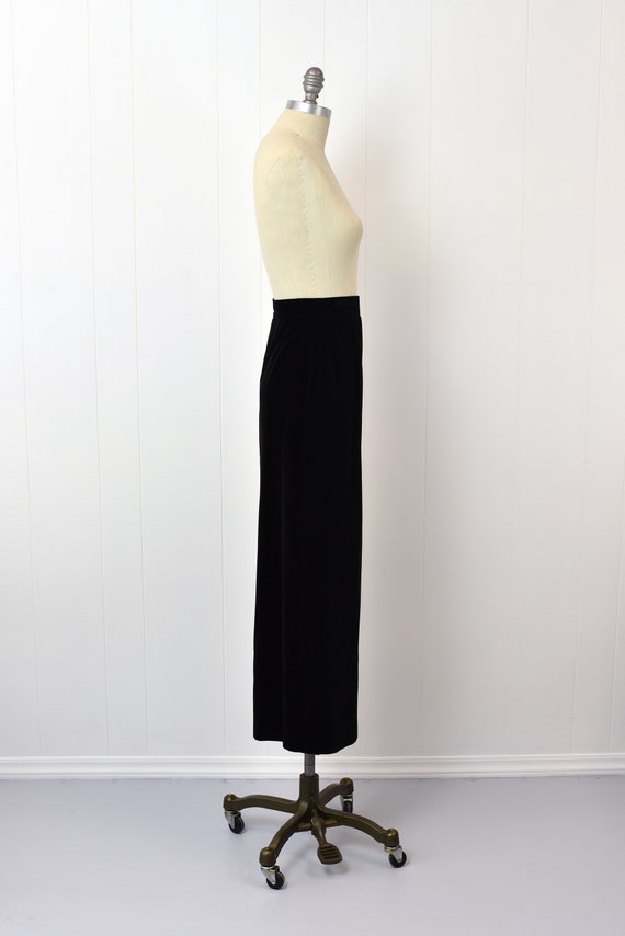 1980s Yves Saint Laurent Black Velvet Skirt with … - image 5