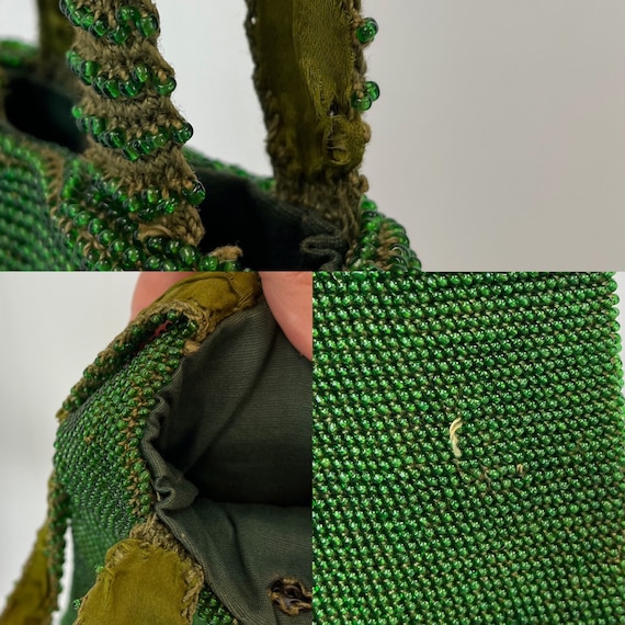 1920s Green Beaded Fringe Flapper Purse Handbag - image 10