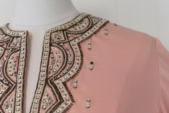 1960s Pink Beaded Rhinestone Blouse - image 7