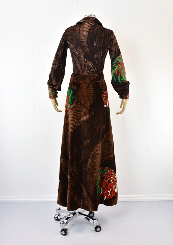 1970s Brown Floral Henry Miller Two Piece Skirt &… - image 6