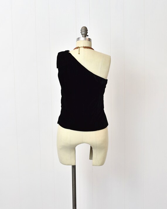 1960s Black Velvet One Shoulder Alice Stuart Blou… - image 7