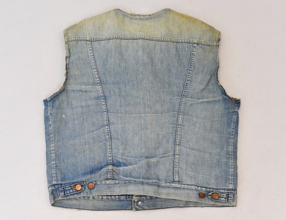 1960s Biker Wrangler Denim Motorcycle Patch Vest - Gem