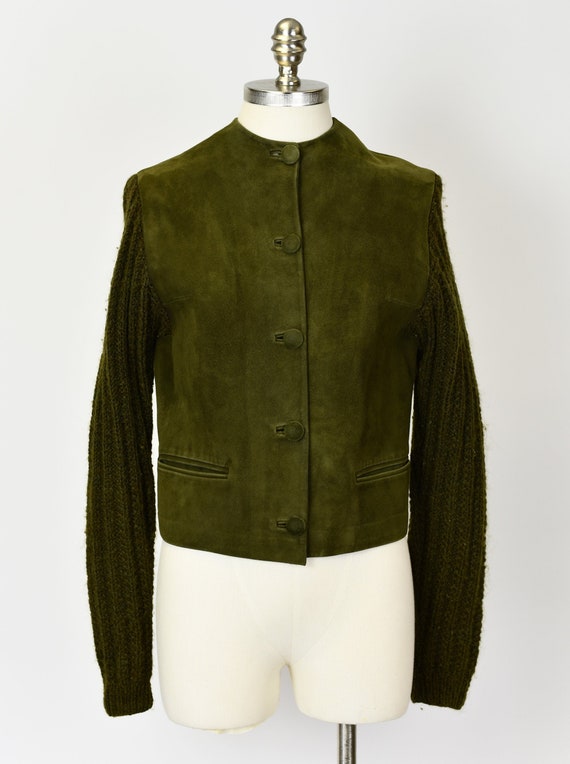 1960s Green Suede & Wool Roos Atkins Sweater - image 1