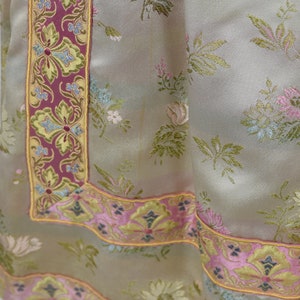 1960s Green Pink Floral Brocade Party Dress image 8