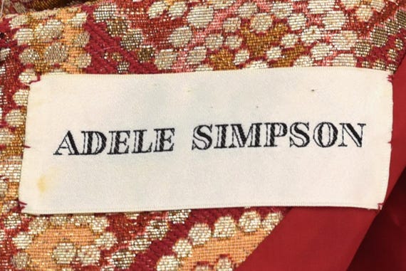 1960s Adele Simpson Brocade Metallic Red Orange R… - image 16