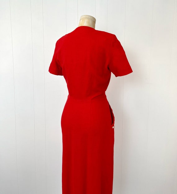 1940s Red Bombshell Front Zip Wiggle Pinup Dress - image 7