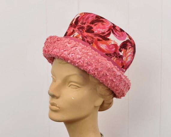 Vintage Pink Raffia Hat s-l400.jpg main image 3