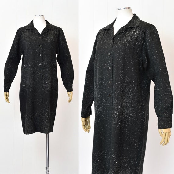 1970s Marimekko Gray Dot Mod Shift Shirt Dress - image 1