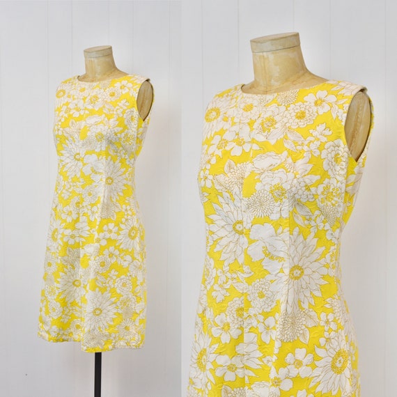 1960s Serbin of Florida Yellow White Floral Print… - image 6