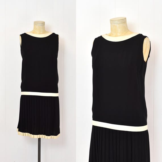 1960s Mod Black Cream Drop Waist Dress with Matching Shirt Junior Aim Two Piece Set 1960s Mod Black Cream Drop Waist Dress with Matching Shirt Junior Aim Two Piece Set