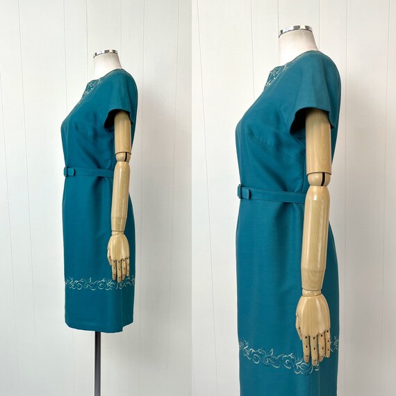 1970s Blue Polka Dot Dress Jacket Belt Set | M/L main image 1