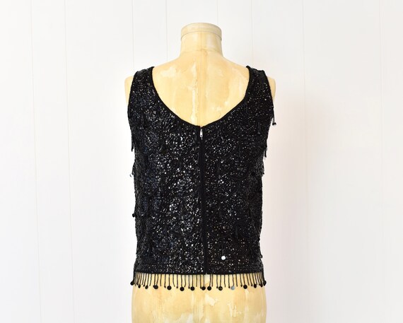 60s 60's Black Beaded and Sequin Crop Top main image 1