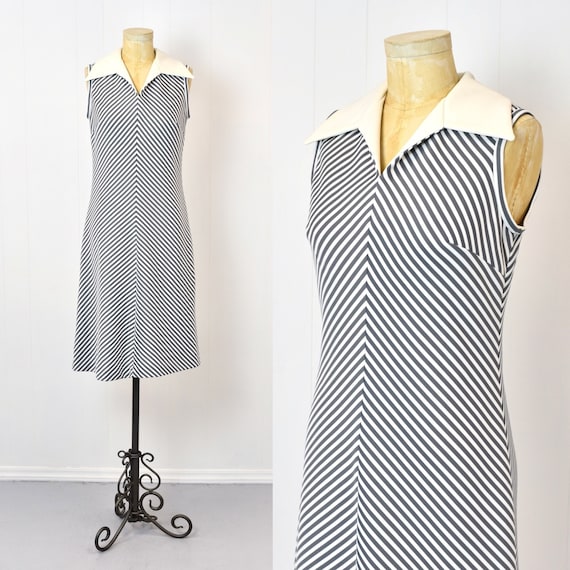 grey and white chevron dress Fiona Chevron Knitted Dress-Chevron main image 0
