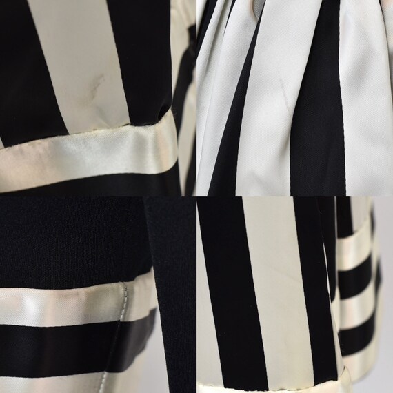 1970s Victor Costa Black White Striped Print Roma… - image 10