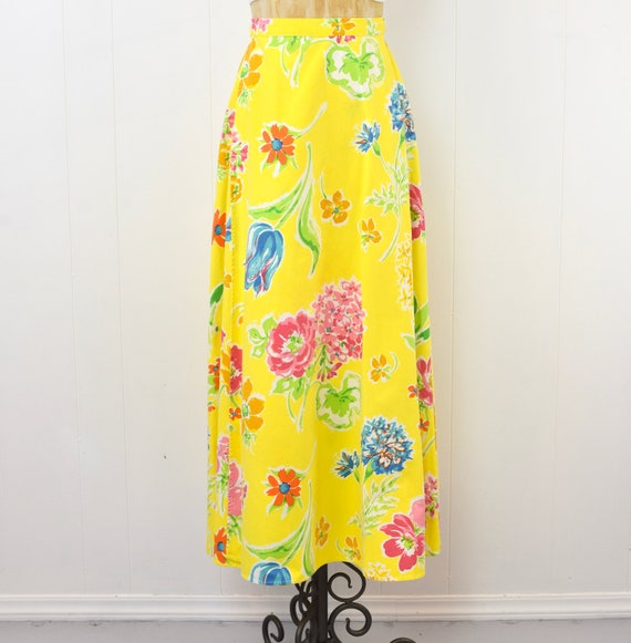 1970s Yellow Floral Garden Katasha's Unusuals Wrap Maxi