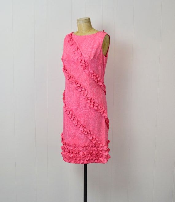 1960s Pink Floral Serbin Mod Shift Dress - image 4