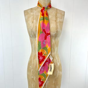 NOS Vintage Vera Neumann Silk Floral Colorful Long Scarf