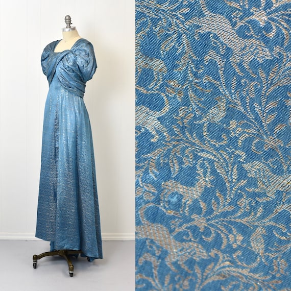 1940s/1950s Blue & Silver Animal Novelty Print Me… - image 1