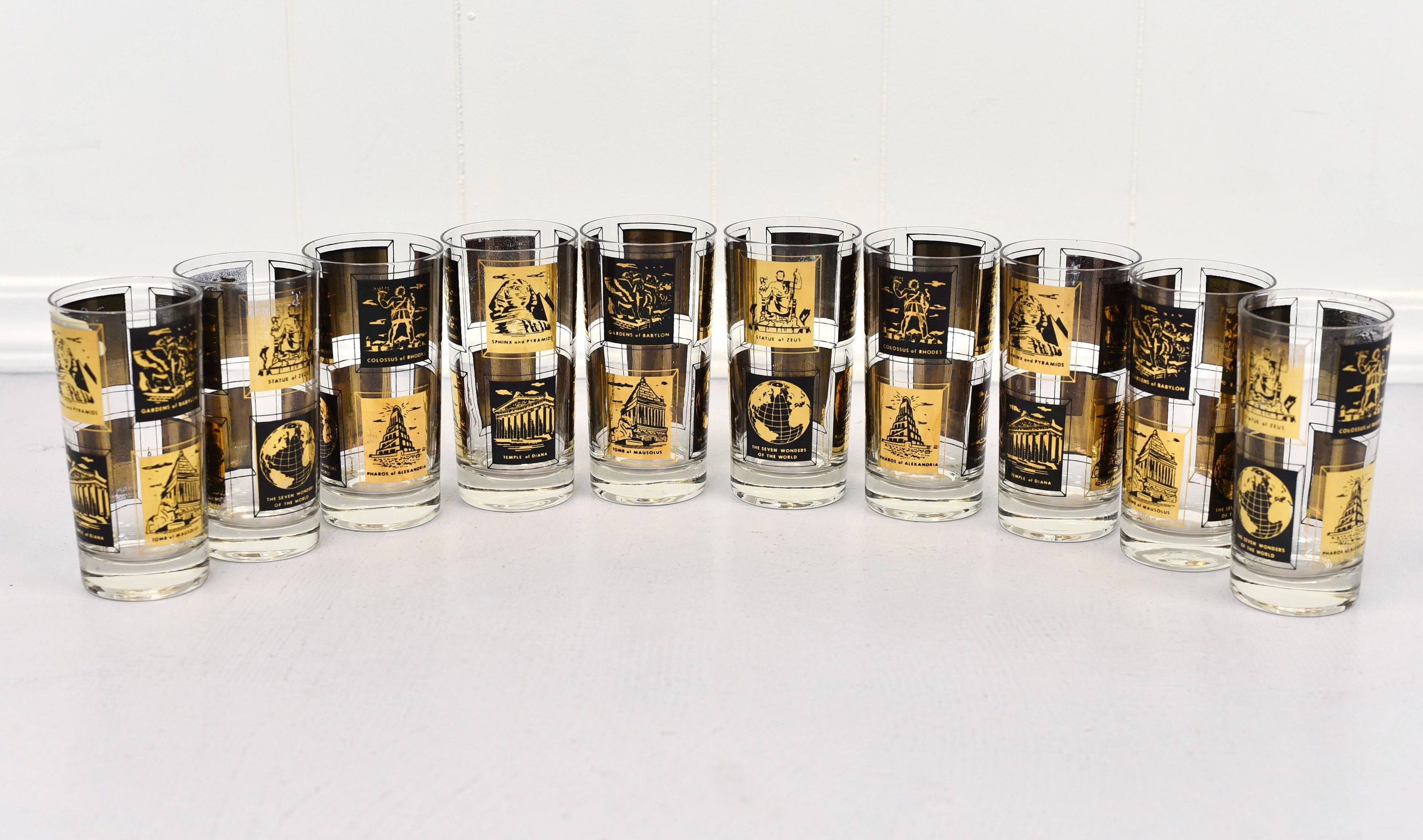 1950s/1960s Frank Maietta Seven Wonders of the World Metallic Gold