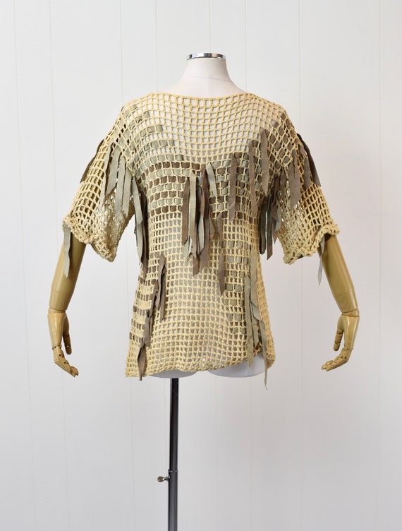 1970s Crochet Blouse with Suede - image 7