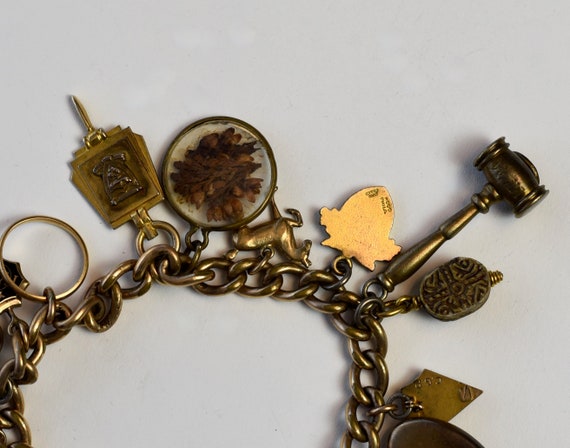 RARE 1940s Gold Sweetheart Charm Bracelet - image 7