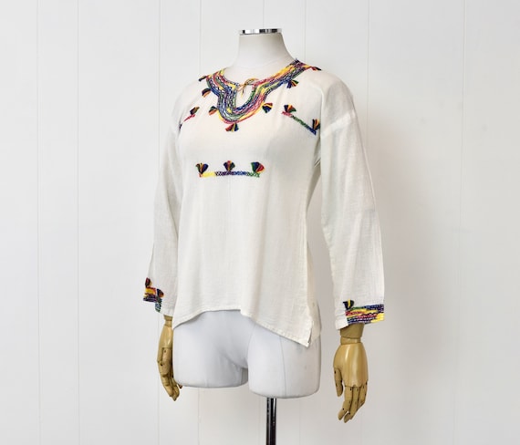 1960s/1970s Embroidered Woodstock Hippie Boho Pea… - image 3