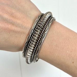 Vintage Sterling Silver Ornate Statement Cuff Bracelet Jewelry