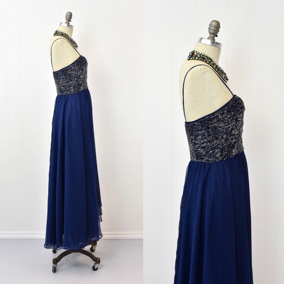 1960s Victoria Royal Midnight Navy Blue Beaded Ch… - image 6