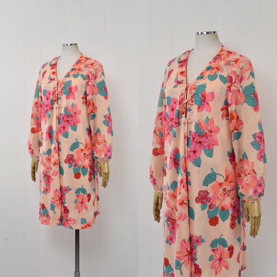 1960s/1970s Peach Floral Gossard Artemis Nylon Ro… - image 3