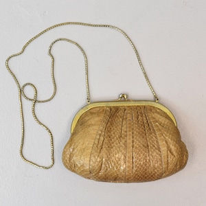 1980s Judith Leiber Snakeskin Reptile Tiger&#39;s Eye Brown Taupe Handbag Purse Clutch