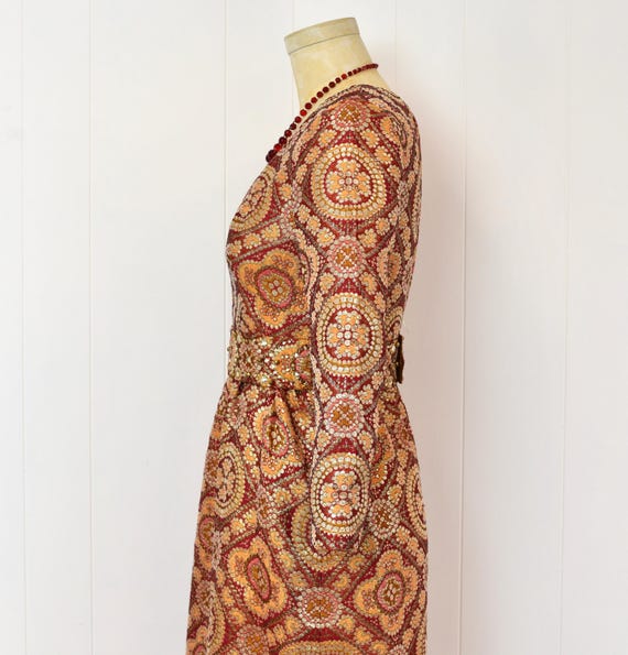 1960s Adele Simpson Brocade Metallic Red Orange R… - image 11