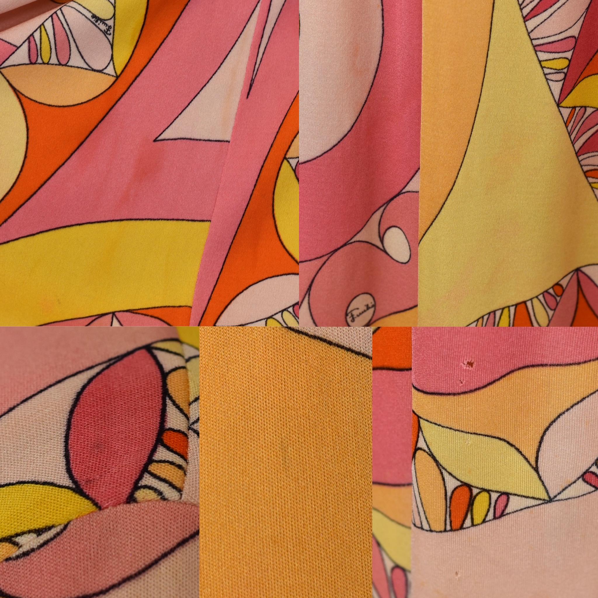 1960s Emilio Pucci Pink Orange Psychedelic Printed Silk Short