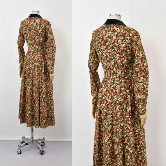 1980s Laura Ashley Green Floral Rose Print Cottag… - image 8