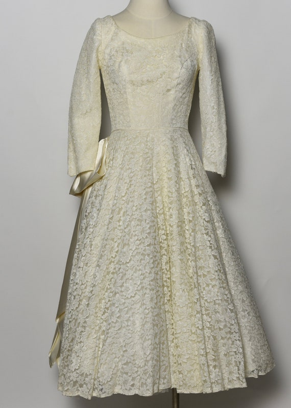 1950's White Lace Wedding Dress