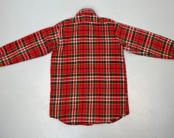 1960s/1970s Red Plaid Cotton Flannel 5 Five Brother Mens Long
