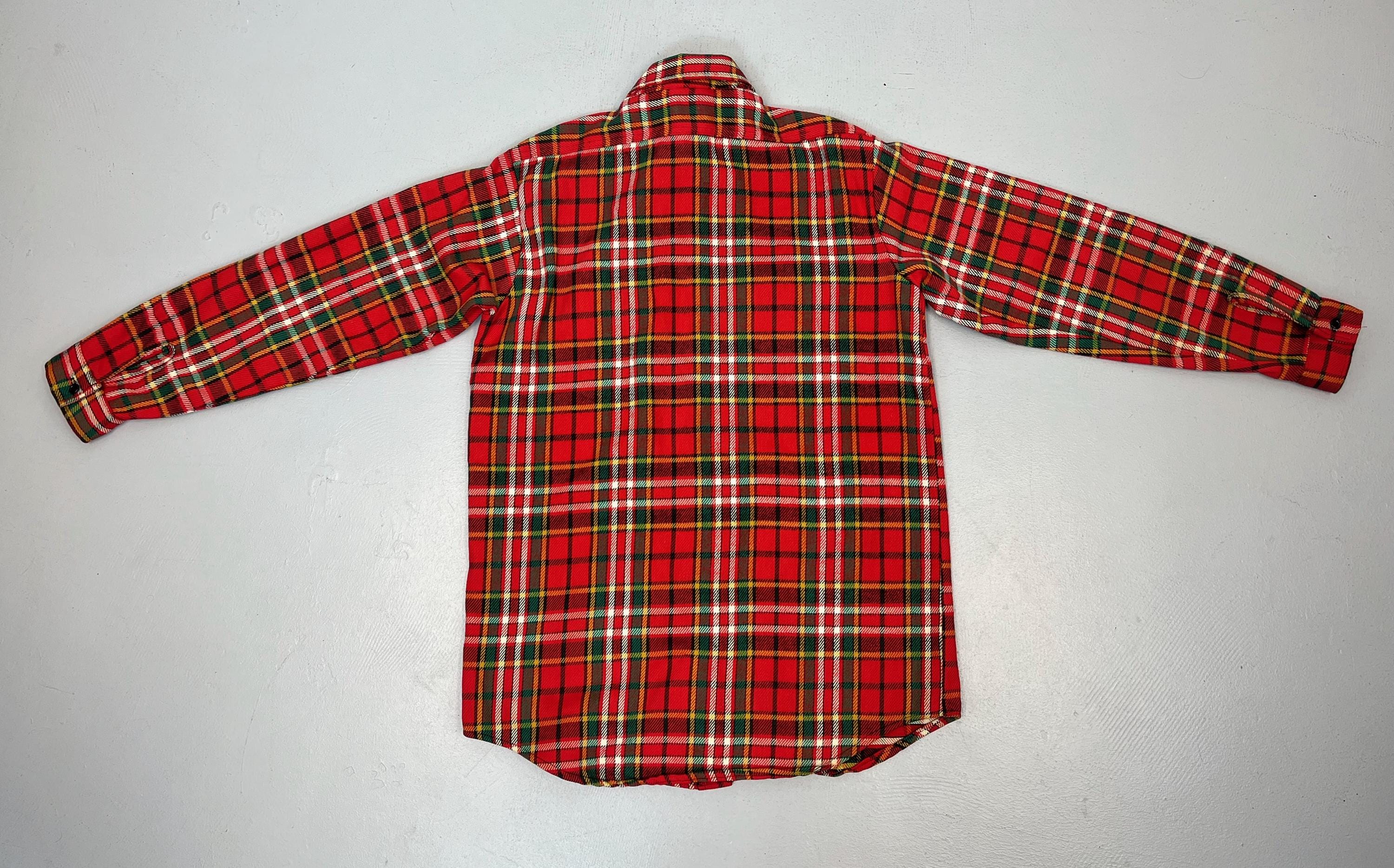 1960s/1970s Red Plaid Cotton Flannel 5 Five Brother Mens Long