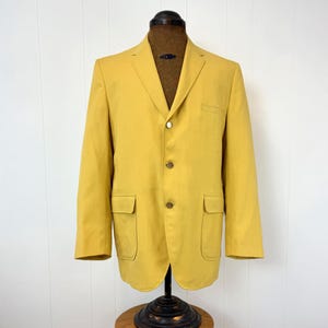 1970s Yellow Linen Cotton Palm Beach for Hess&#39;s Mens Summer Suit Jacket Blazer