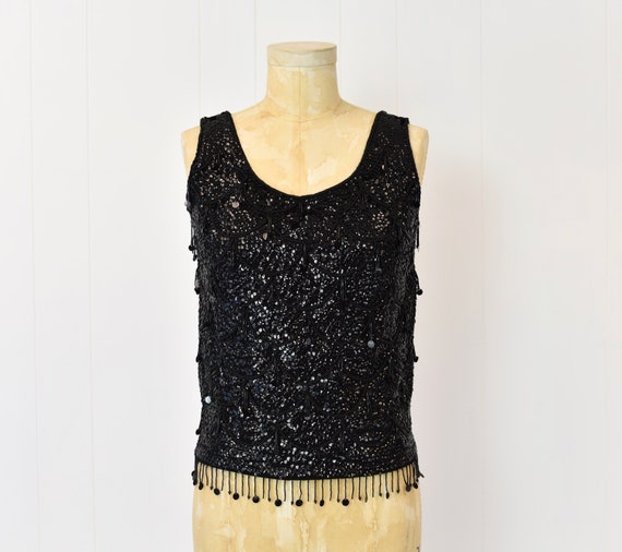 Medium 1960s Beaded Sleeveless Blouse