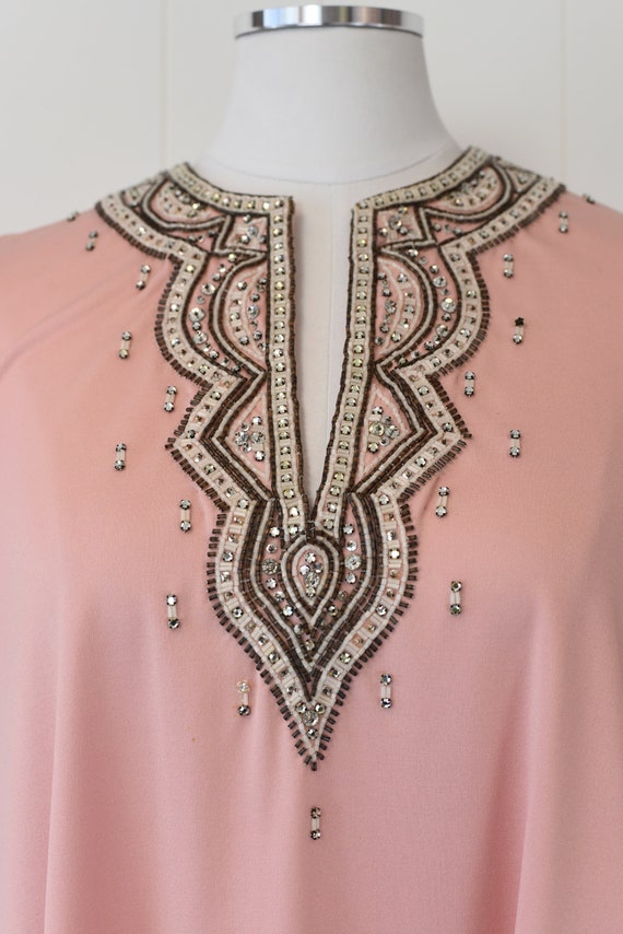 1960s Pink Beaded Rhinestone Blouse - image 2