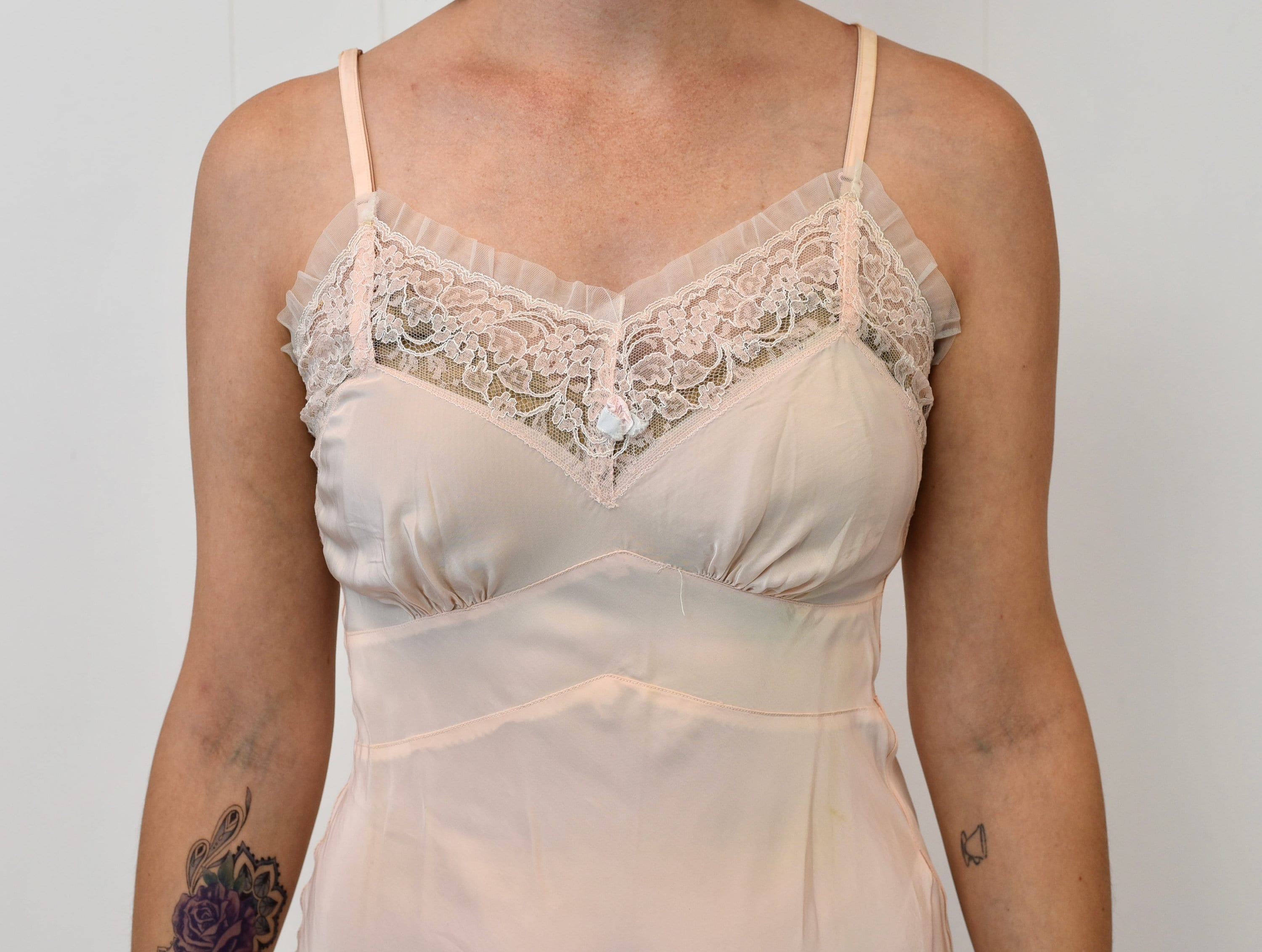 1940s/1950s Pink Floral Lace Rayon Superfit by Superior Boudoir