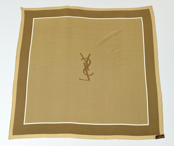 1970s Yves Saint Laurent Brown Striped Silk Scarf - image 4
