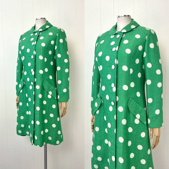 1960s Green White Polka Dot Loom and Needle Lexin… - image 2