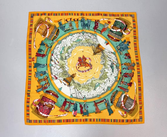 HERMES カレ90　PRIERES AU VENT 風の中の祈り Vintage 1996 Hermes Prieres Au Vent Prayers in the Wind Dimitri
