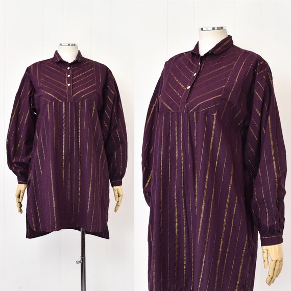 The Nickel ~ stunning rare 70s Indian cotton lurex stripe midi dress