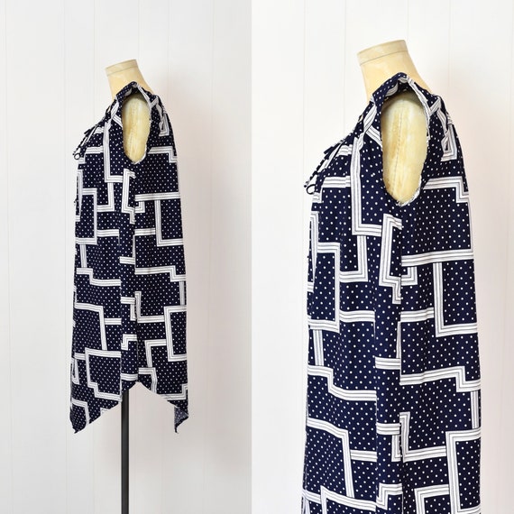 Vintage Navy Blue White Polka dot Pattern Print Premium Backpack